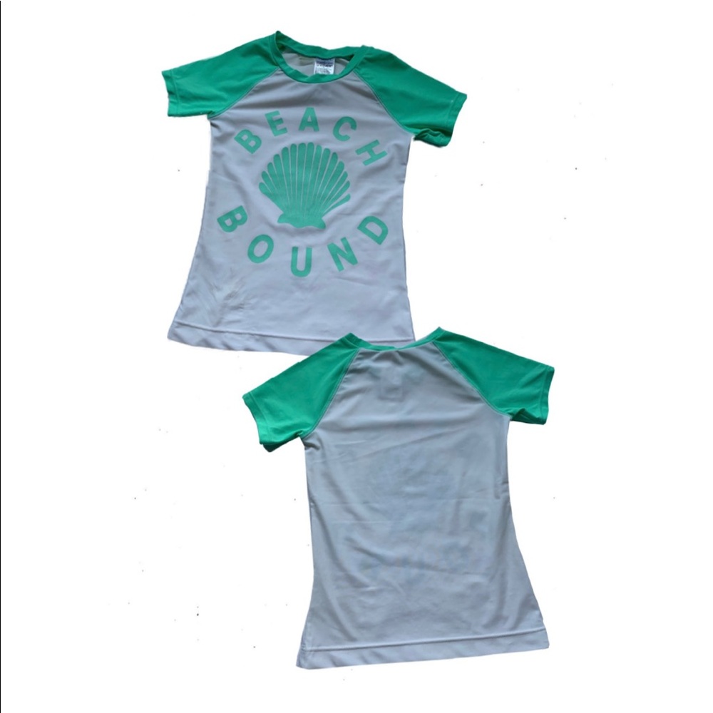 Old navy teal and white rashguard